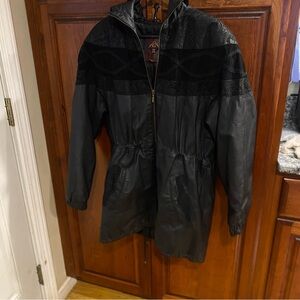 Vintage G III Womens Hooded Jacket Leather Cinched Waist